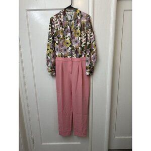 Tuckernuck Adalie floral jumpsuit Ladies size 8 Wildflower fields Pink NEW! 70’s